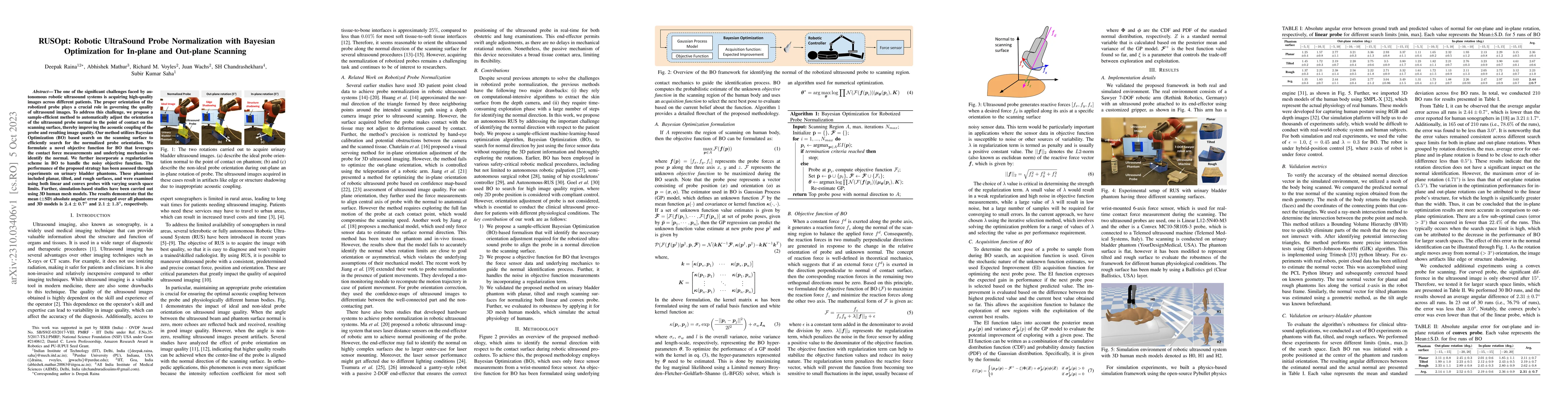 Thumbnail for RUSOpt: Robotic UltraSound Probe Normalization with Bayesian
  Optimization for In-plane and Out-plane Scanning
