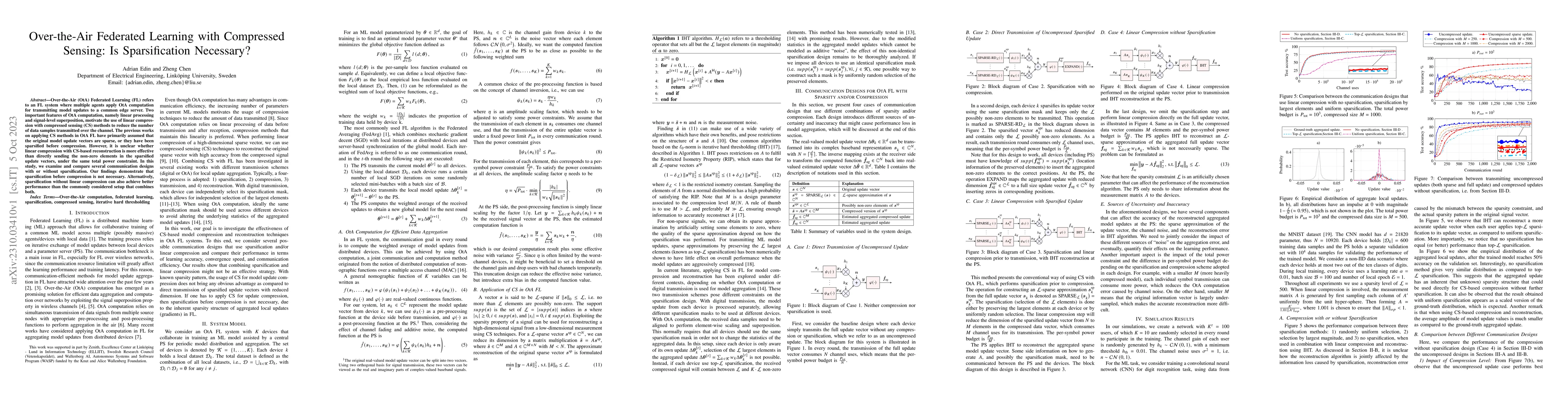 Thumbnail for Over-the-Air Federated Learning with Compressed Sensing: Is
  Sparsification Necessary?