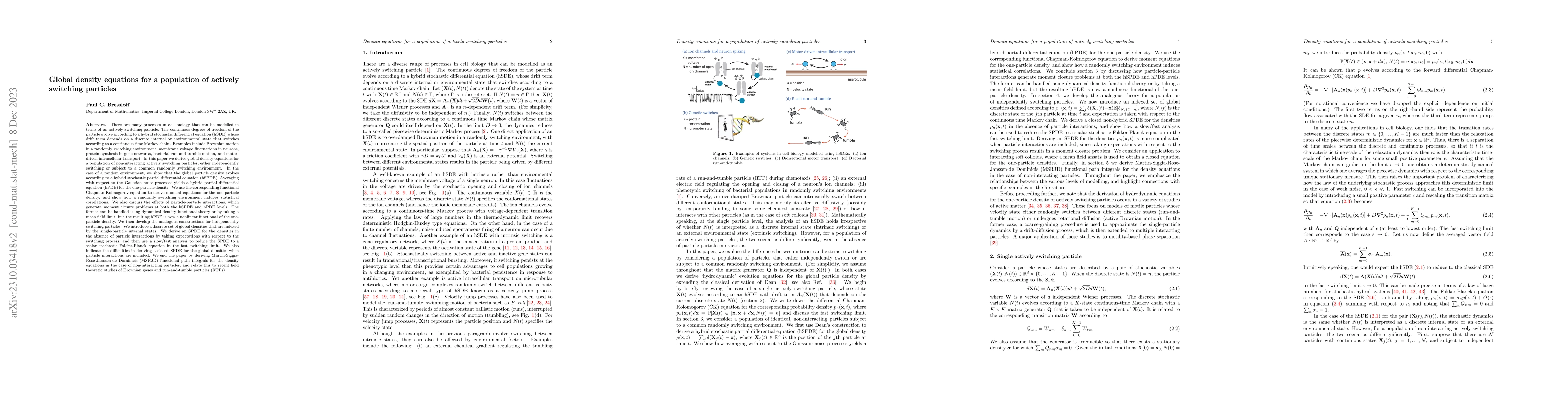 Thumbnail for Global density equations for a population of actively switching
  particles