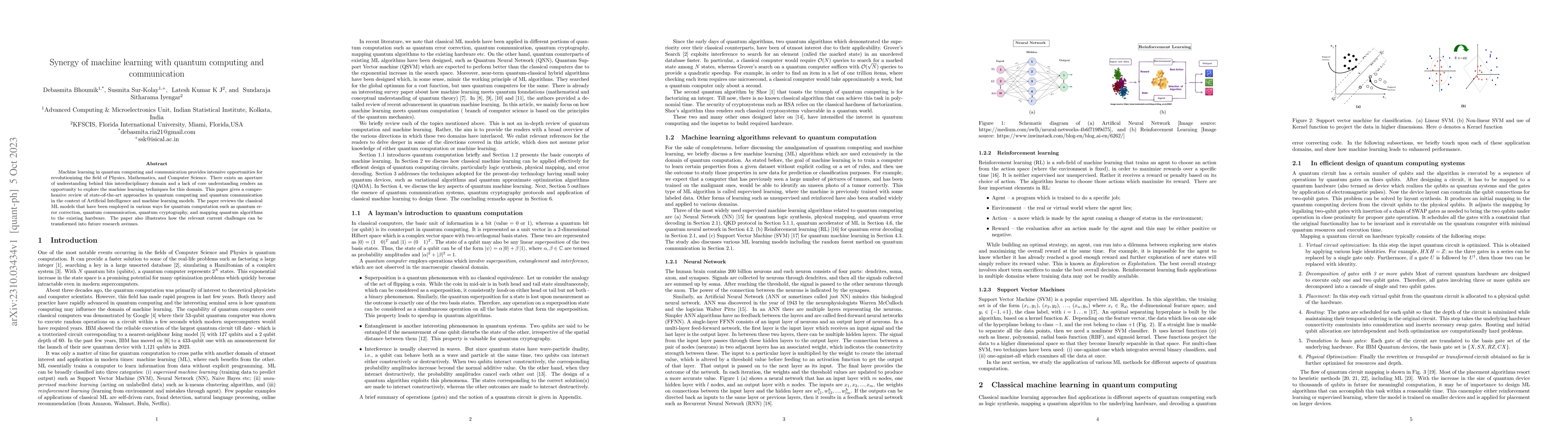 Thumbnail for Synergy of machine learning with quantum computing and communication