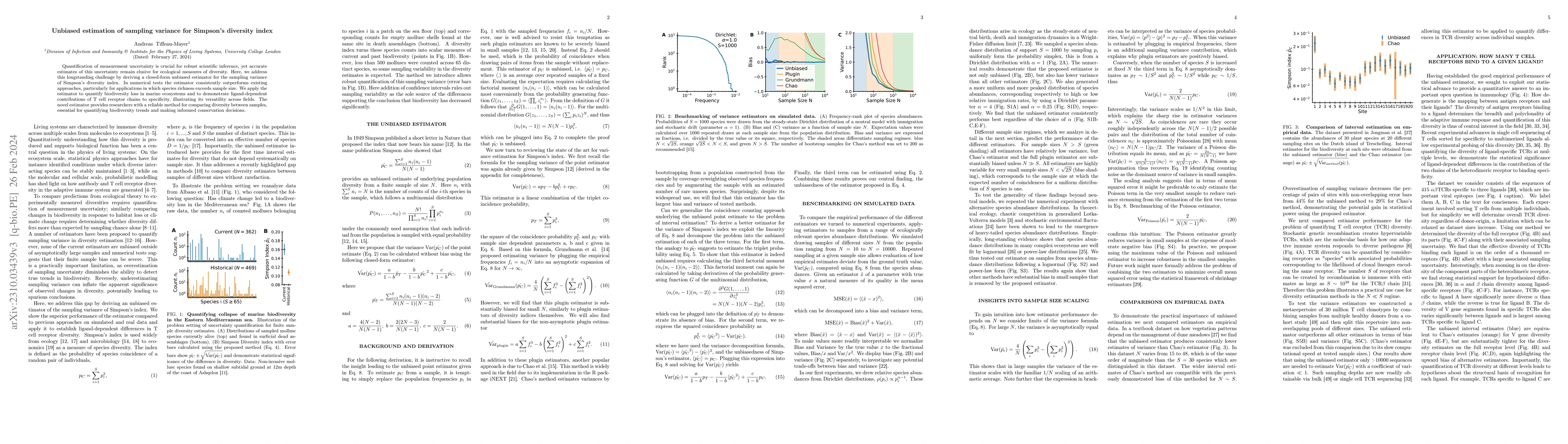 Thumbnail for Unbiased estimation of sampling variance for Simpson's diversity index