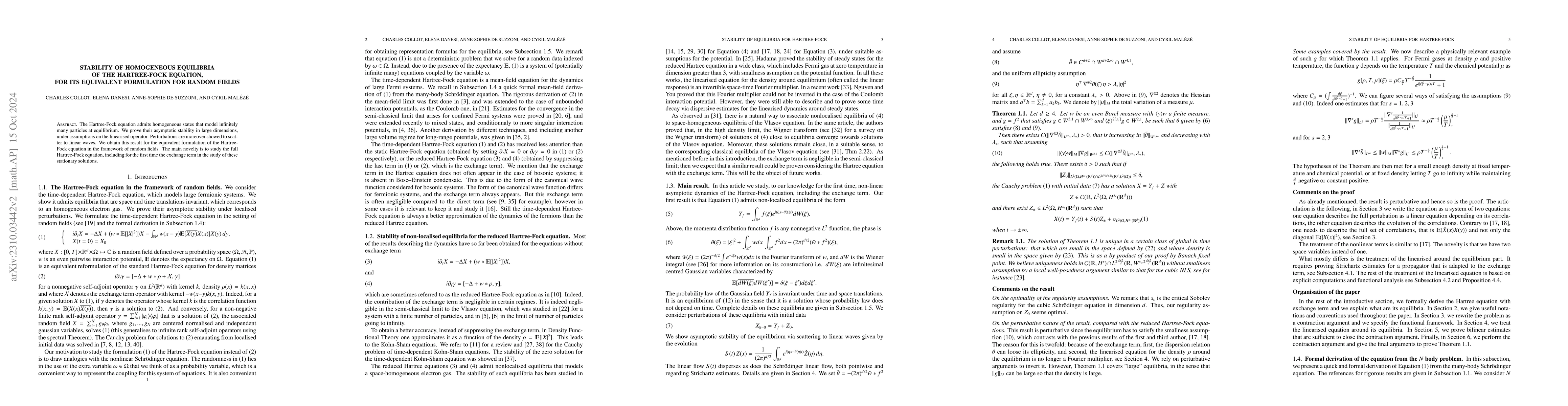 Thumbnail for Stability of homogeneous equilibria of the Hartree-Fock equation, for
  its equivalent formulation for random fields