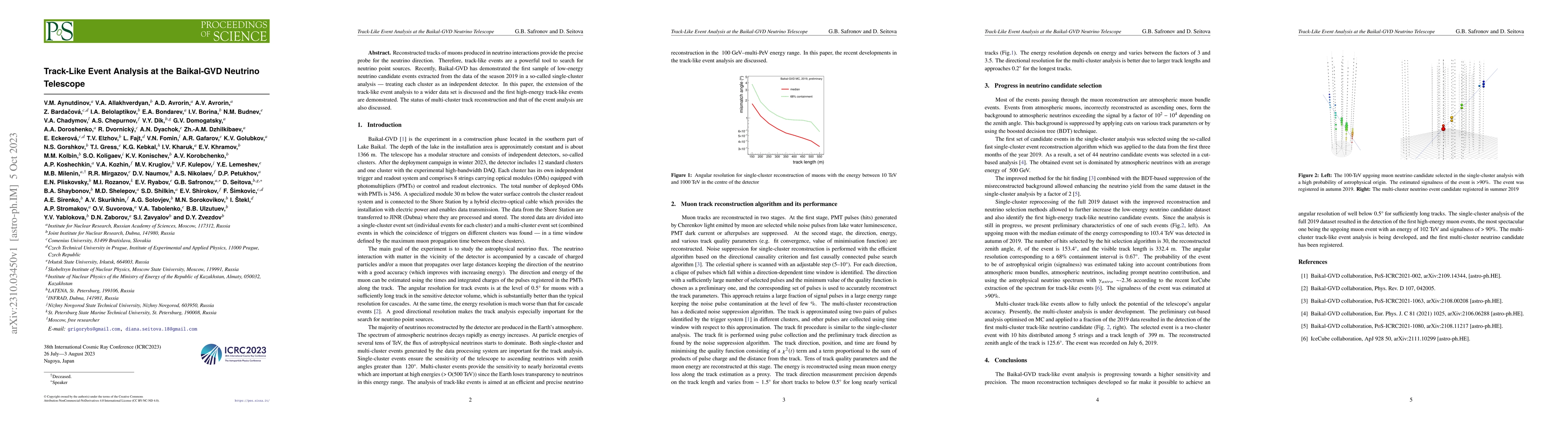 Thumbnail for Track-Like Event Analysis at the Baikal-GVD Neutrino Telescope