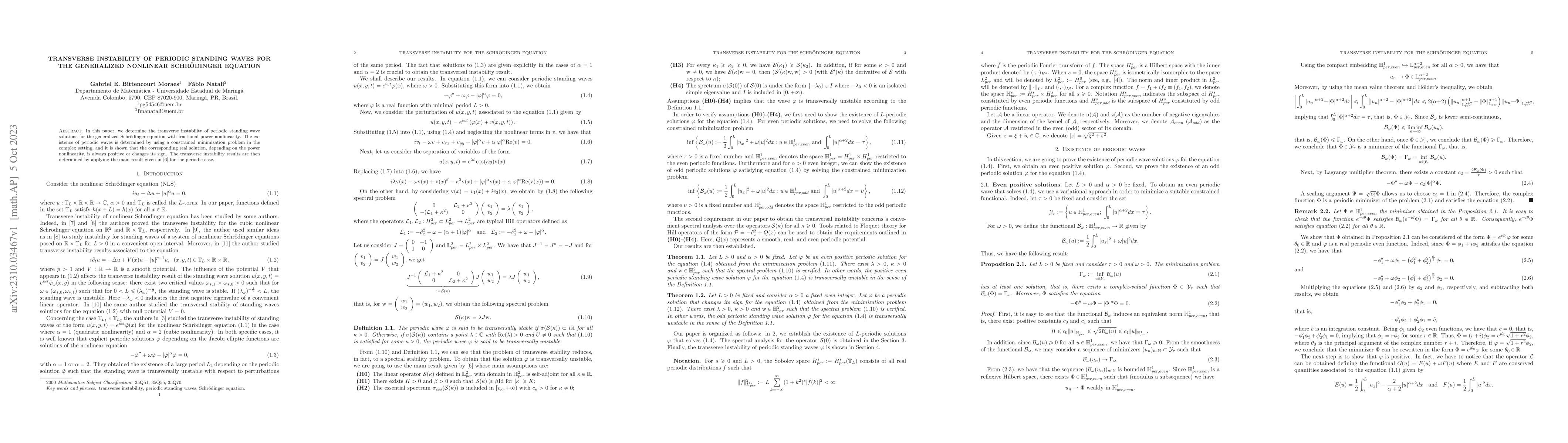 Thumbnail for Transverse instability of periodic standing waves for the generalized
  nonlinear Schrodinger equation