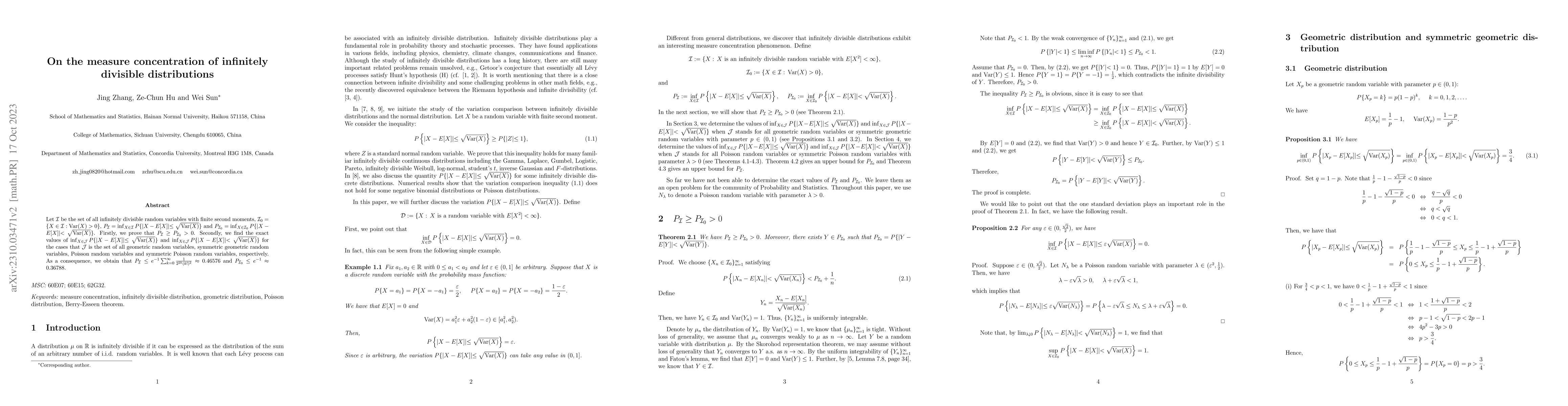 Thumbnail for On the measure concentration of infinitely divisible distributions
