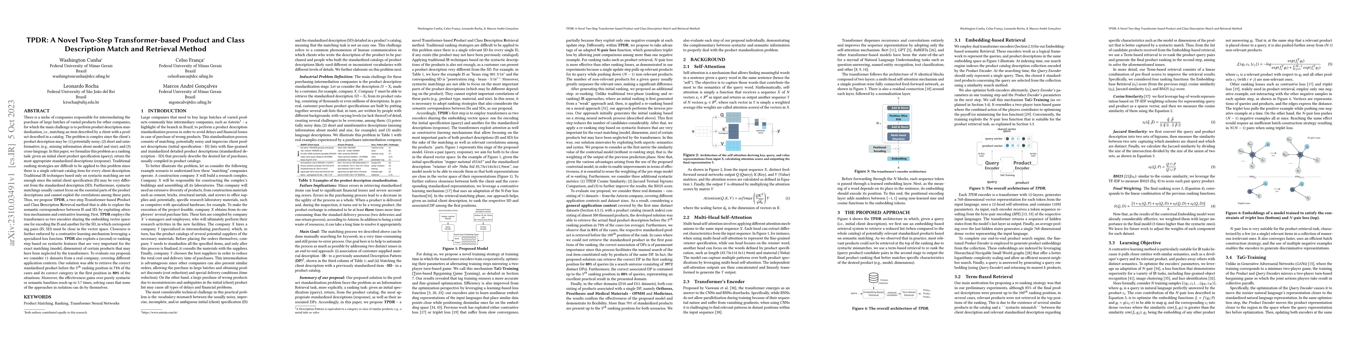 Thumbnail for TPDR: A Novel Two-Step Transformer-based Product and Class Description
  Match and Retrieval Method