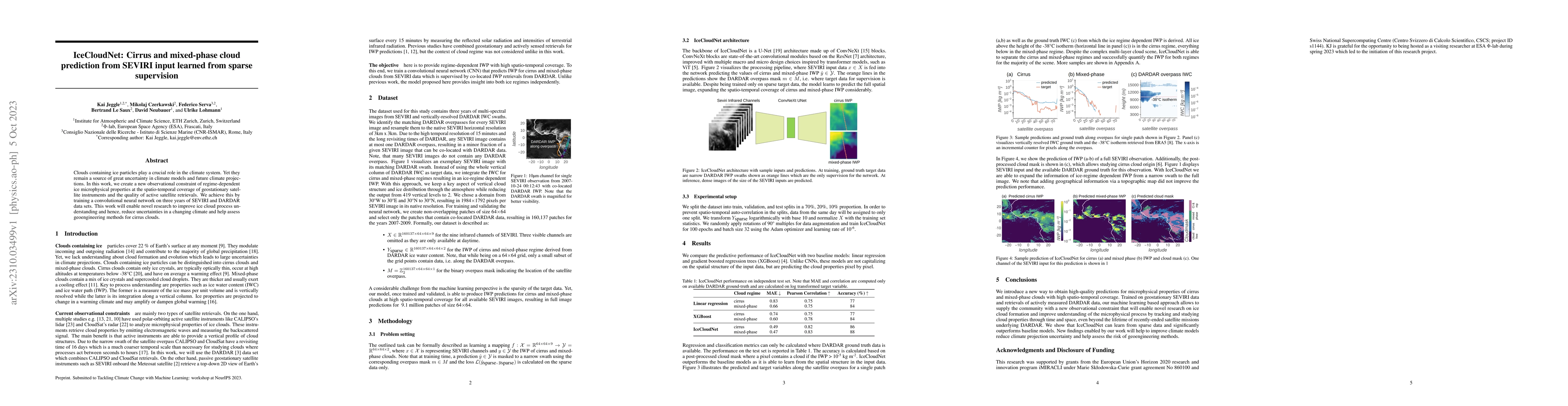 Thumbnail for IceCloudNet: Cirrus and mixed-phase cloud prediction from SEVIRI input
  learned from sparse supervision