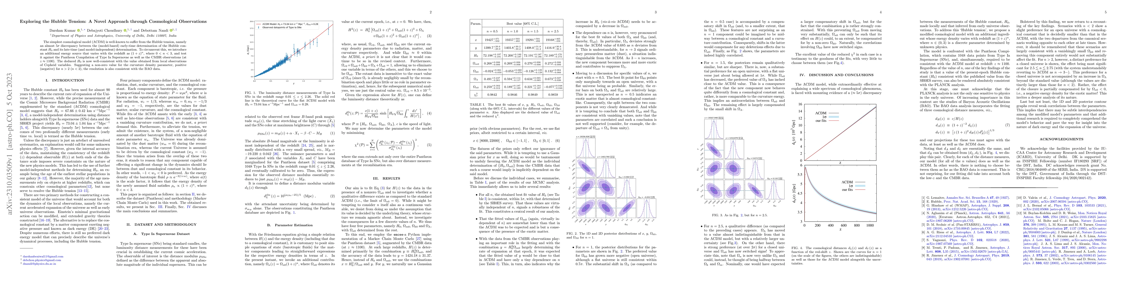 Thumbnail for Exploring the Hubble Tension: A Novel Approach through Cosmological
  Observations