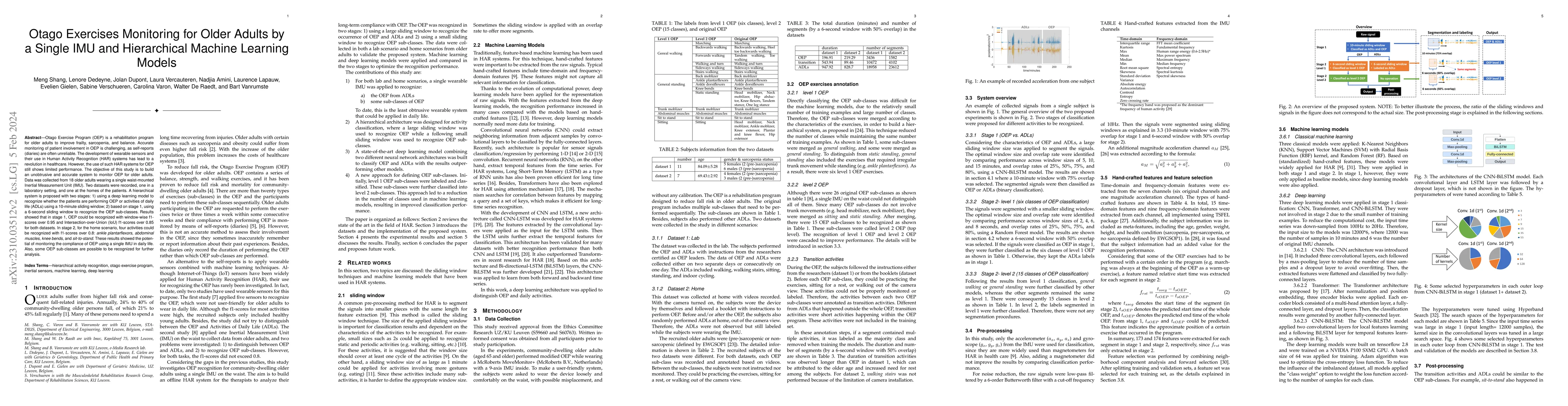 Thumbnail for Otago Exercises Monitoring for Older Adults by a Single IMU and
  Hierarchical Machine Learning Models