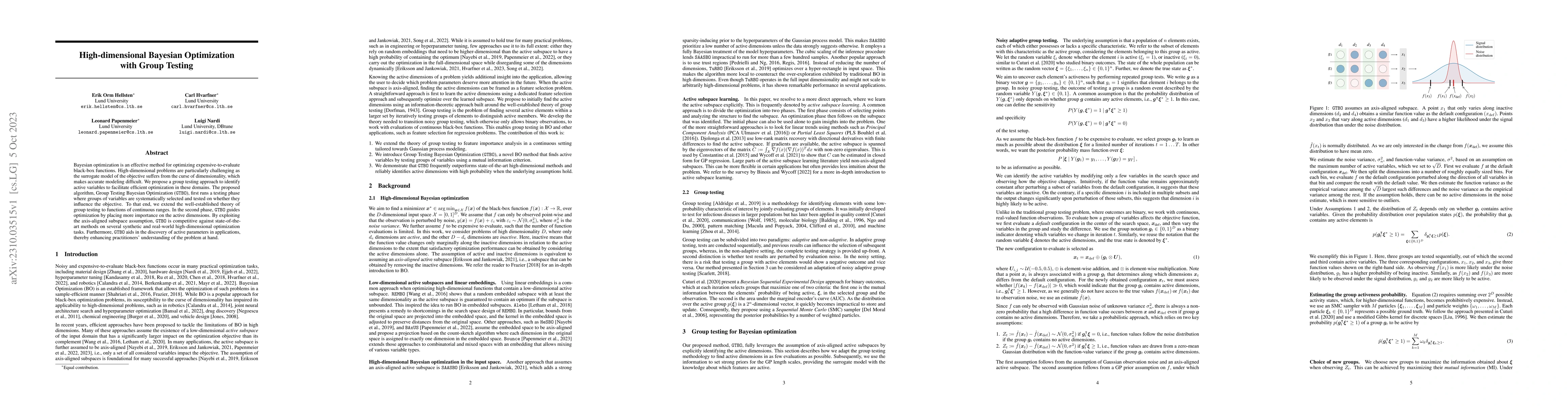 Thumbnail for High-dimensional Bayesian Optimization with Group Testing
