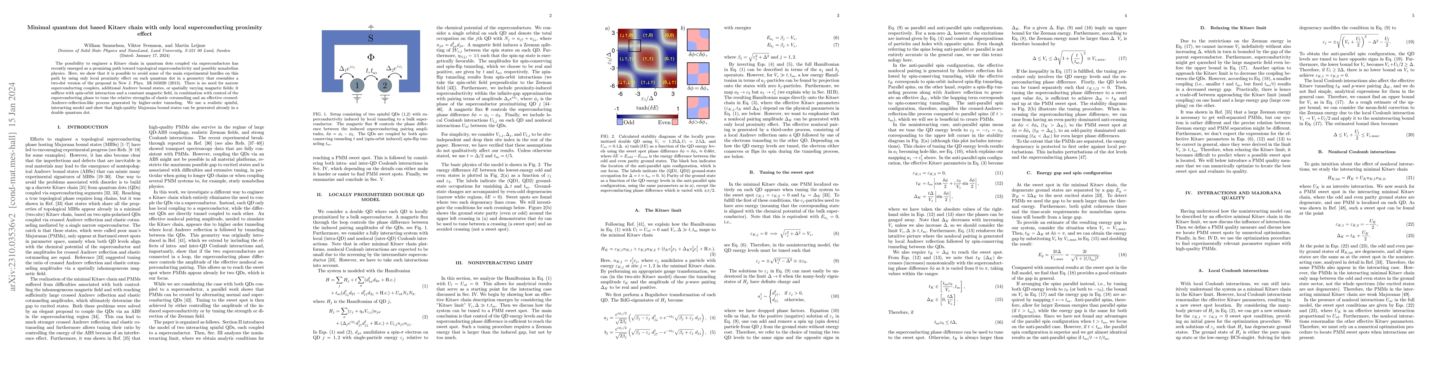 Thumbnail for Minimal quantum dot based Kitaev chain with only local superconducting
  proximity effect