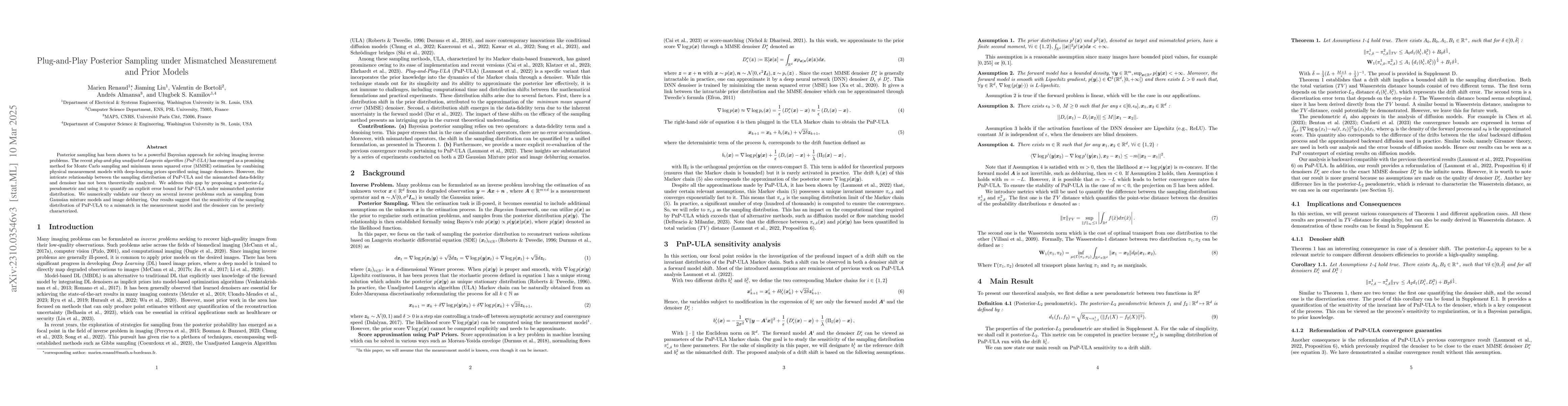 Thumbnail for Plug-and-Play Posterior Sampling under Mismatched Measurement and Prior
  Models