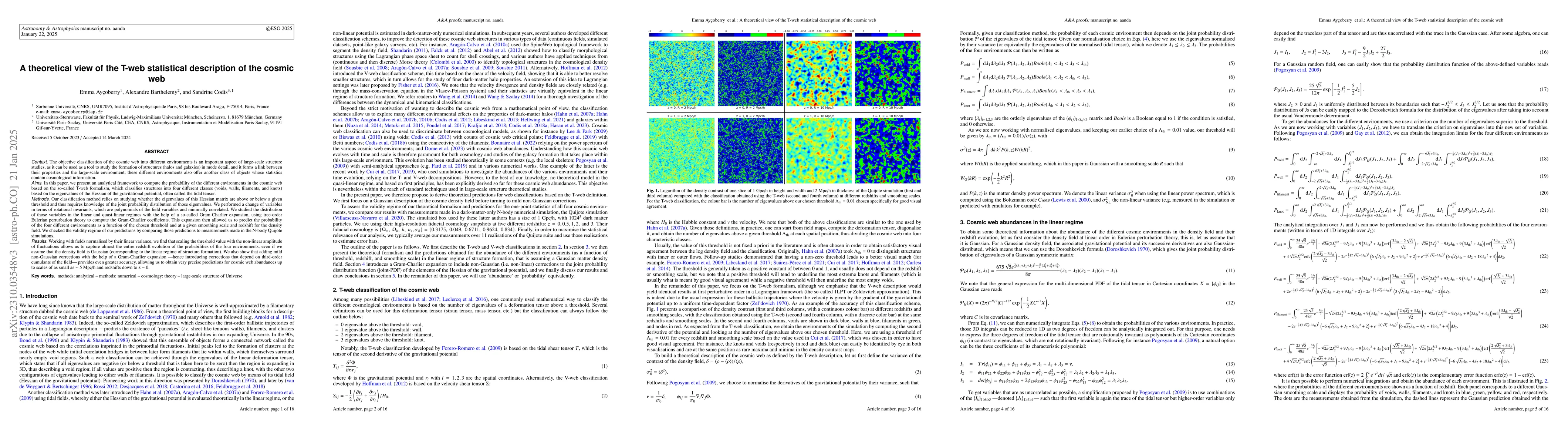 Thumbnail for A theoretical view of the T-web statistical description of the cosmic
  web