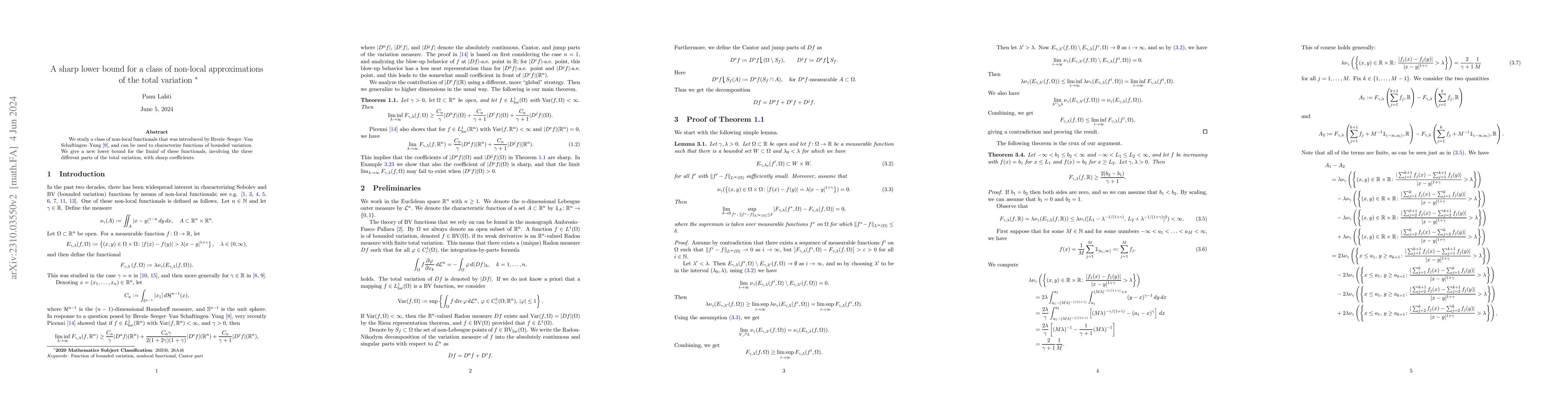 Thumbnail for A sharp lower bound for a class of non-local approximations of the total
  variation