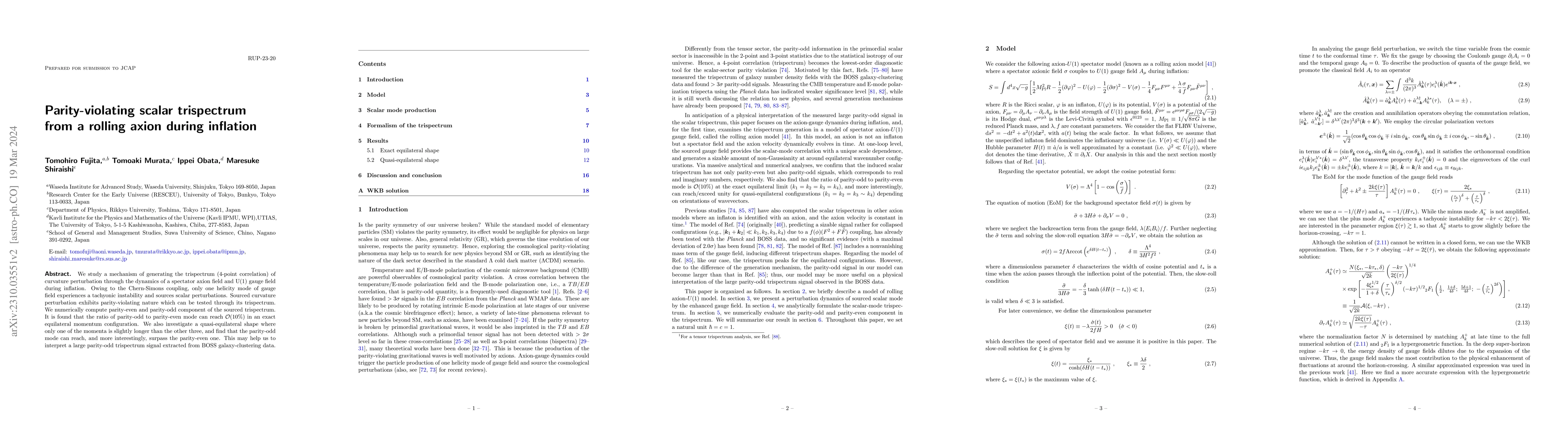 Thumbnail for Parity-violating scalar trispectrum from a rolling axion during
  inflation