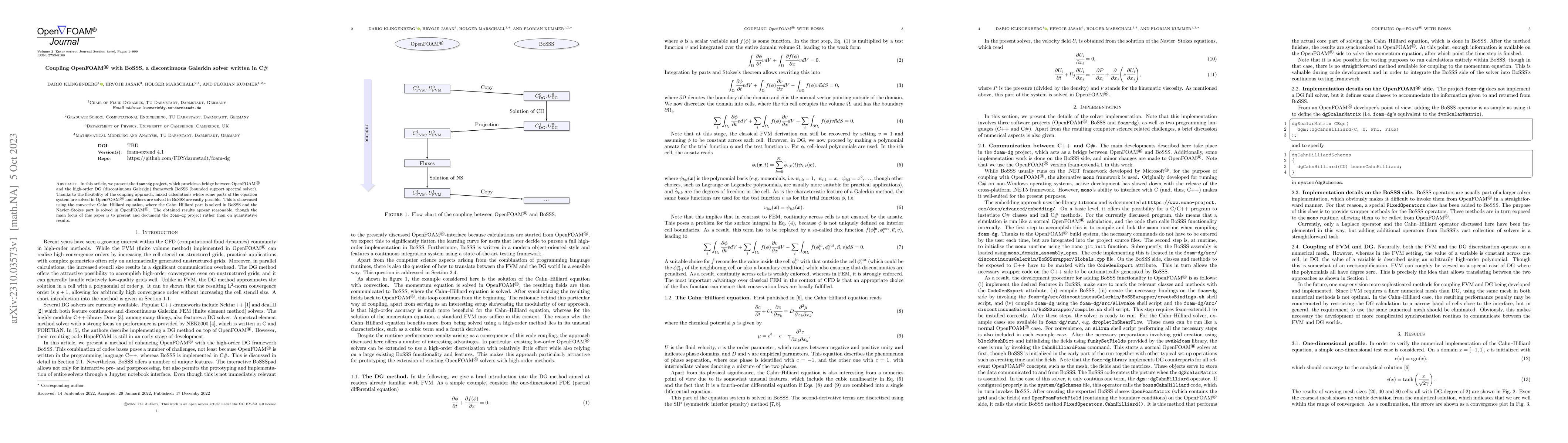 Thumbnail for Coupling OpenFOAM(R) with BoSSS, a discontinuous Galerkin solver written
  in C#