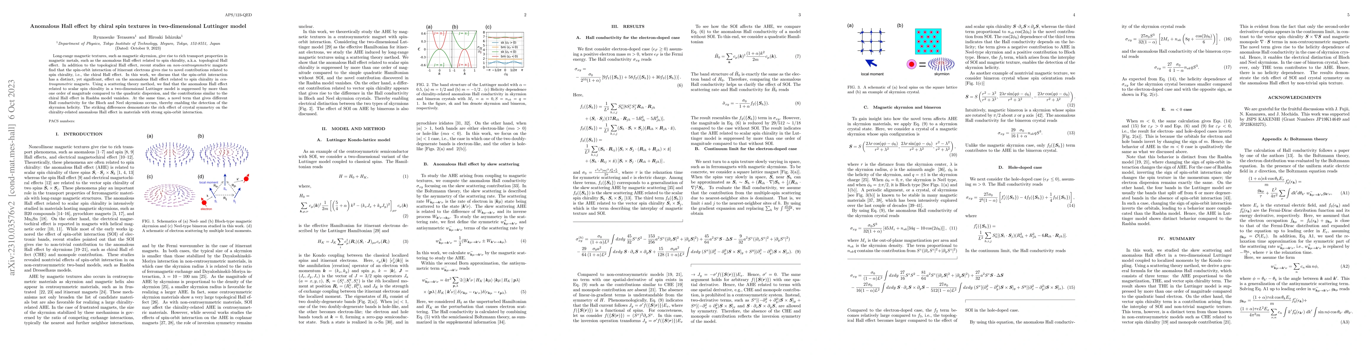 Thumbnail for Anomalous Hall effect by chiral spin textures in two-dimensional
  Luttinger model
