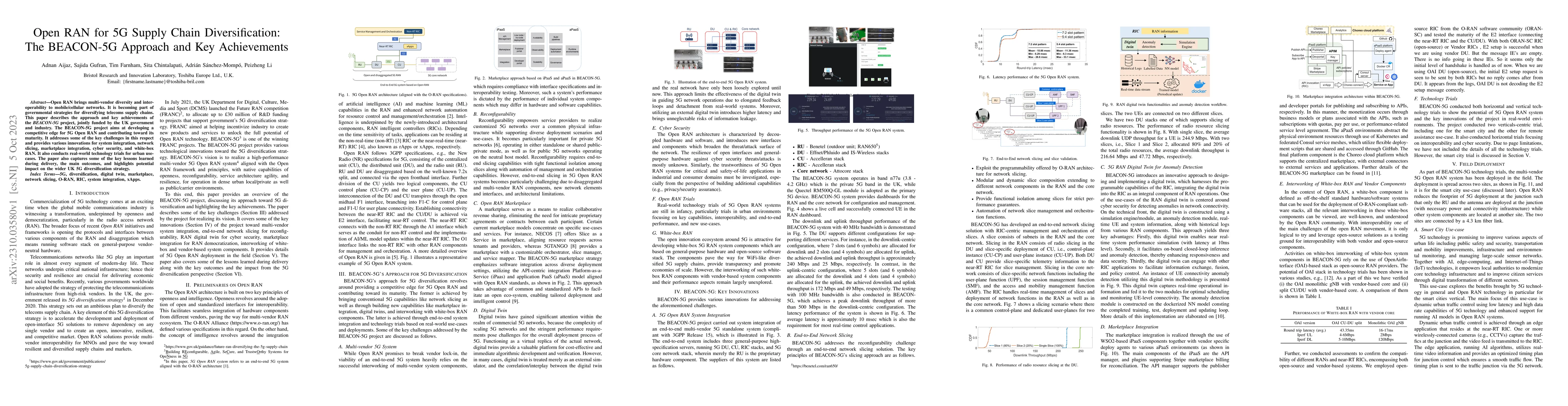 Thumbnail for Open RAN for 5G Supply Chain Diversification: The BEACON-5G Approach and
  Key Achievements