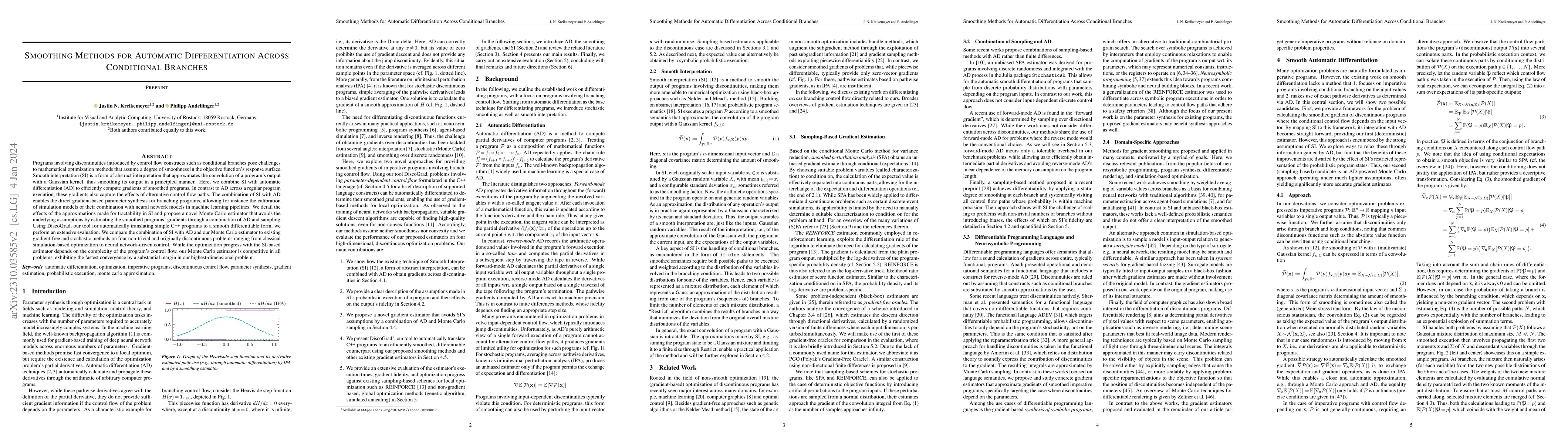 Thumbnail for Smoothing Methods for Automatic Differentiation Across Conditional
  Branches