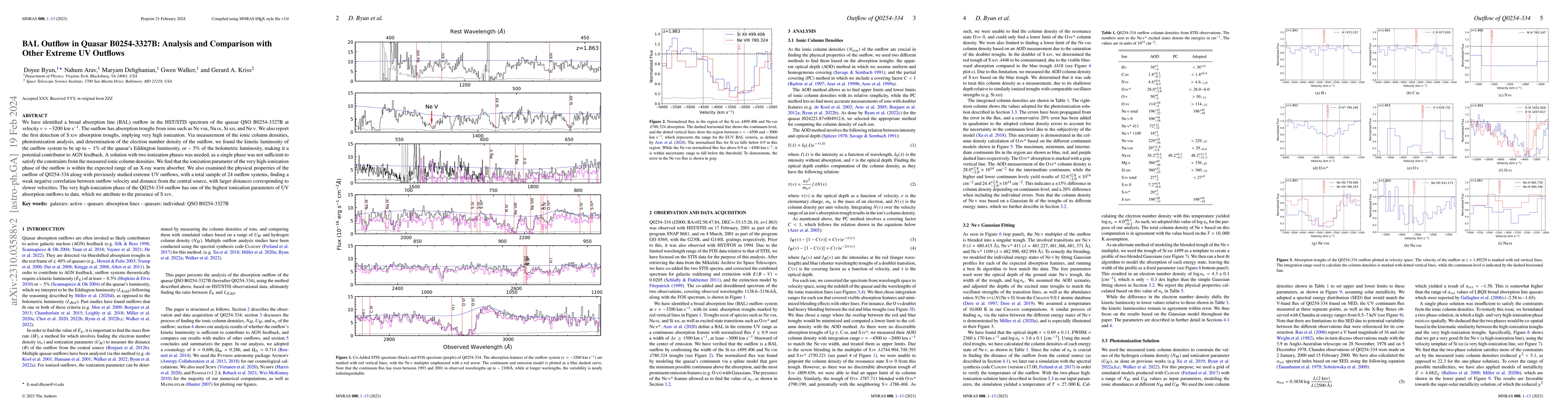 Thumbnail for BAL Outflow in Quasar B0254-3327B: Analysis and Comparison with Other
  Extreme UV Outflows
