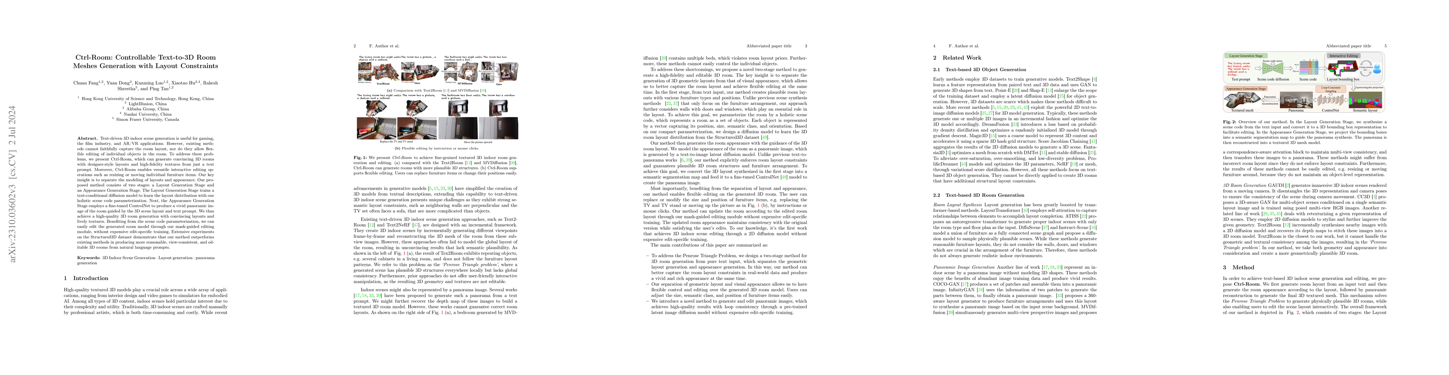 Thumbnail for Ctrl-Room: Controllable Text-to-3D Room Meshes Generation with Layout
  Constraints