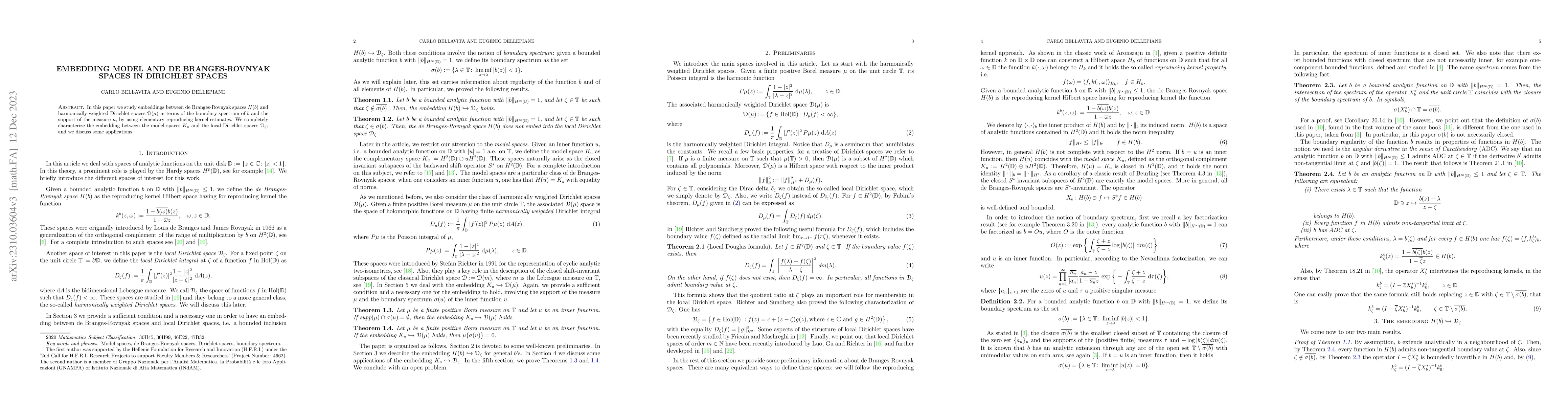Thumbnail for Embedding model and de Branges-Rovnyak spaces in Dirichlet spaces