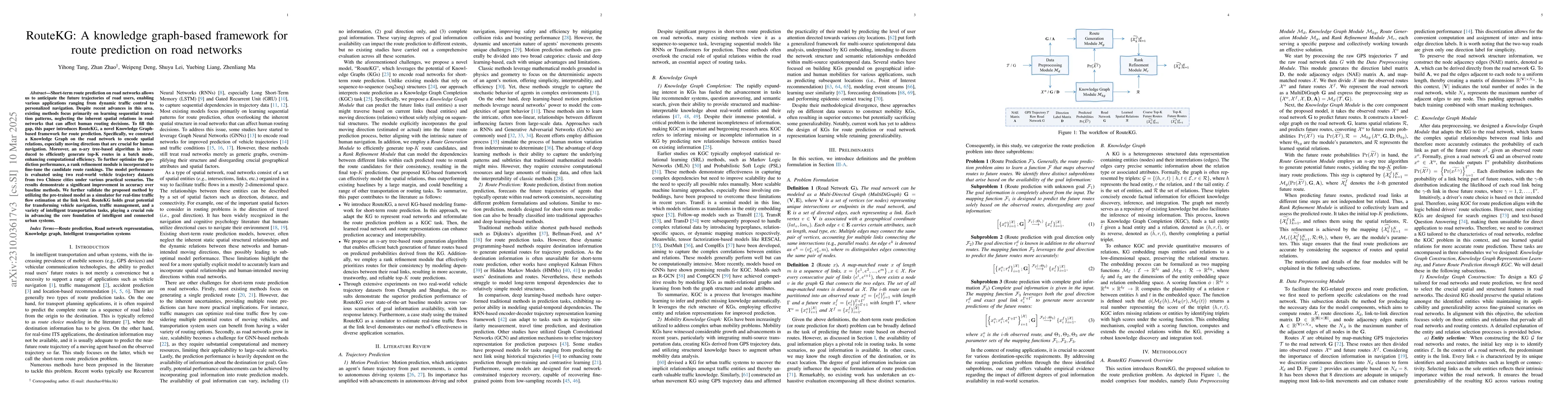 Thumbnail for RouteKG: A knowledge graph-based framework for route prediction on road
  networks
