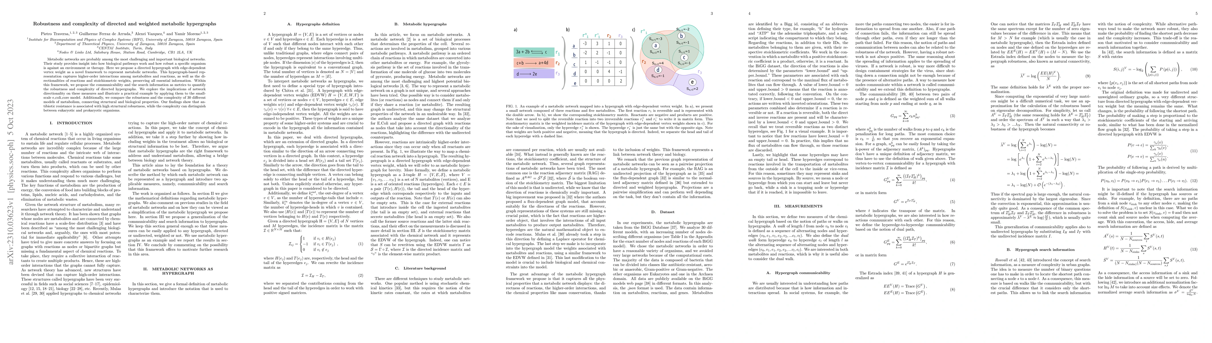 Thumbnail for Robustness and complexity of directed and weighted metabolic hypergraphs