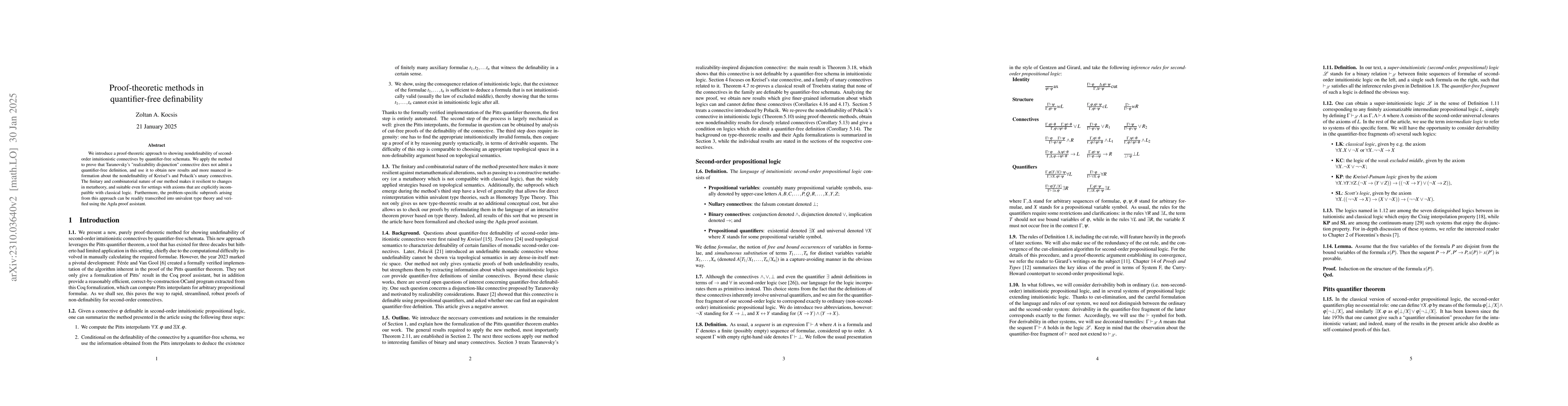 Thumbnail for Proof-theoretic methods in quantifier-free definability