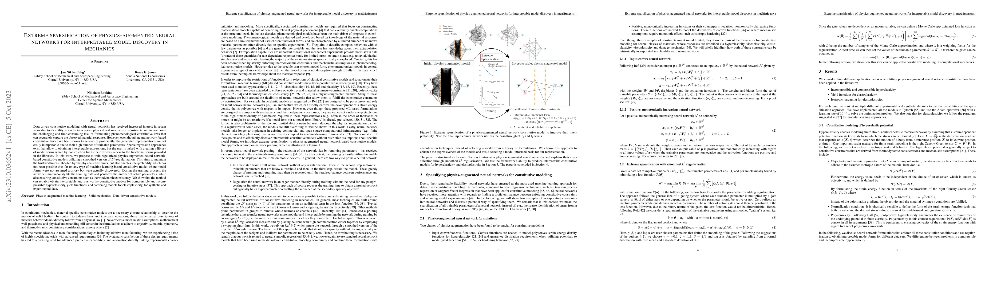 Thumbnail for Extreme sparsification of physics-augmented neural networks for
  interpretable model discovery in mechanics