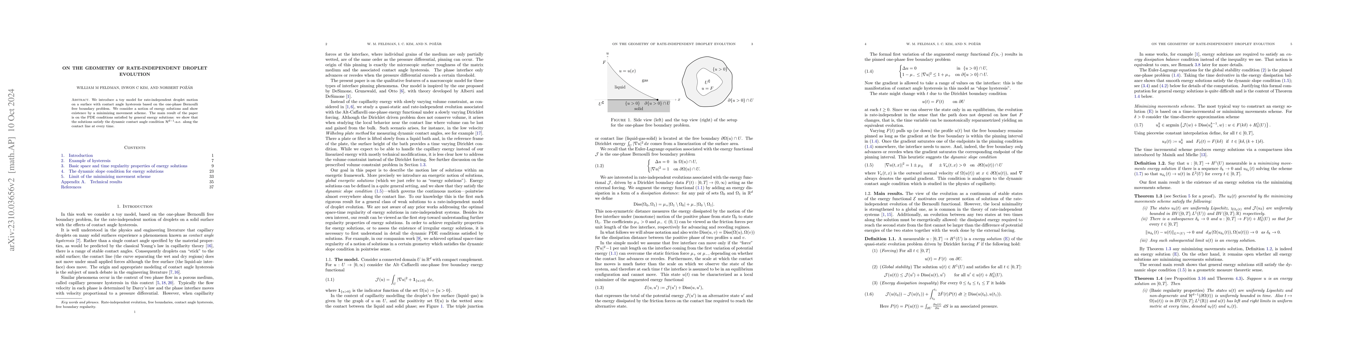 Thumbnail for On the geometry of rate independent droplet evolution