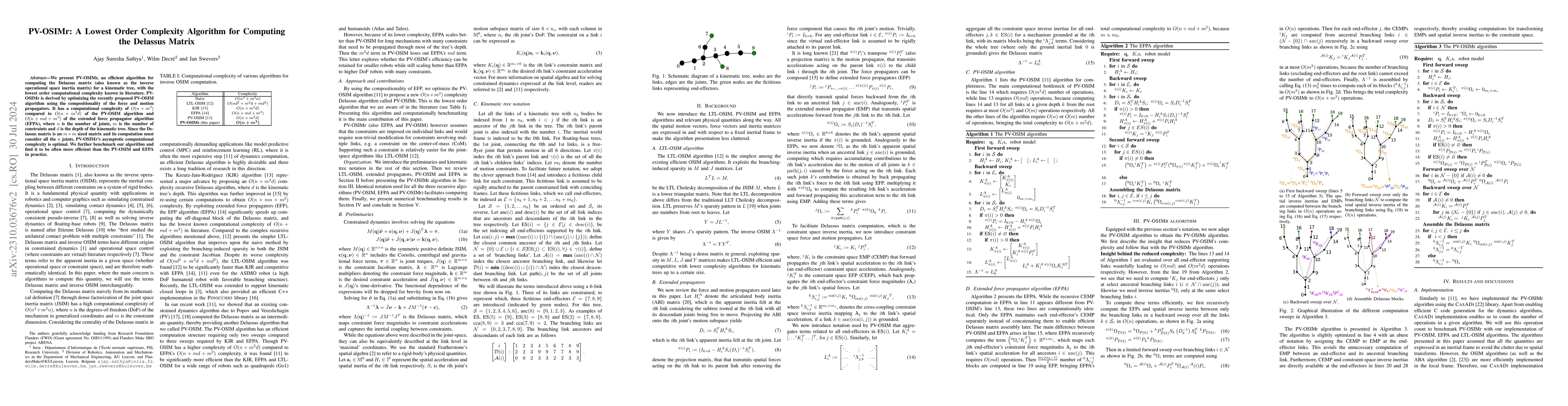 Thumbnail for PV-OSIMr: A Lowest Order Complexity Algorithm for Computing the Delassus
  Matrix
