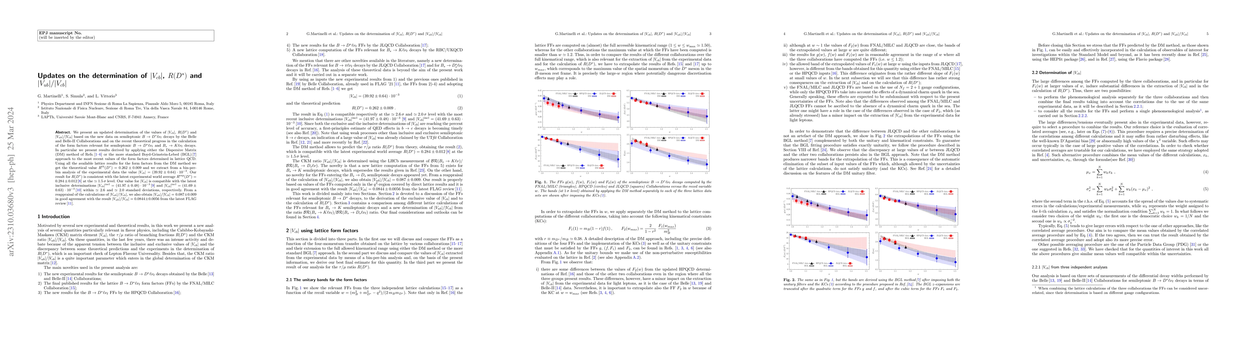 Thumbnail for Updates on the determination of $\vert V_{cb} \vert$, $R(D^{*})$ and
  $\vert V_{ub} \vert/\vert V_{cb} \vert$