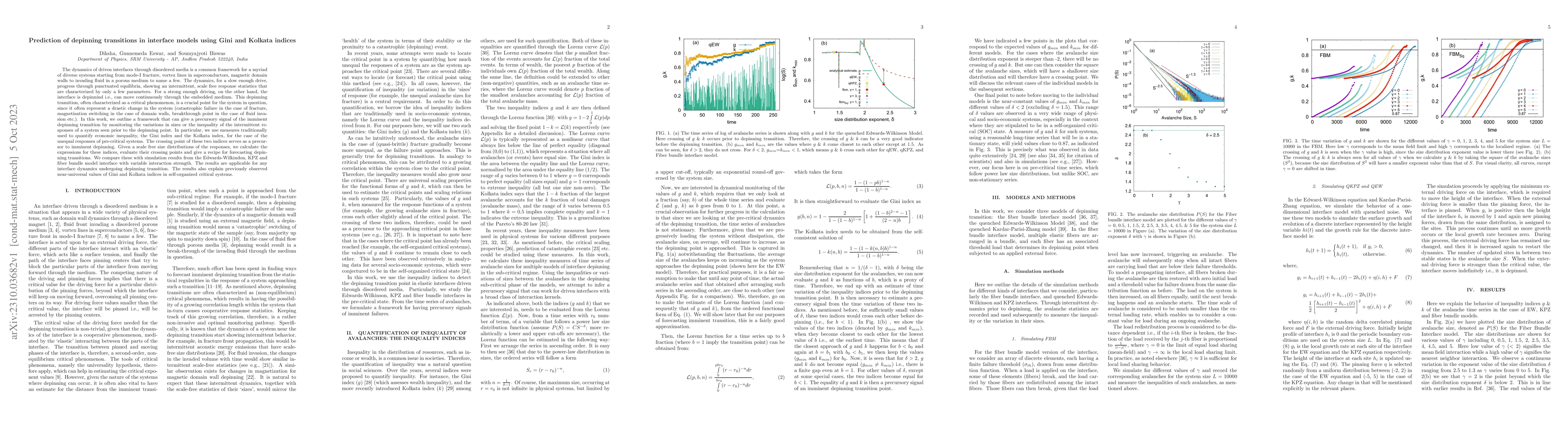 Thumbnail for Prediction of depinning transitions in interface models using Gini and
  Kolkata indices