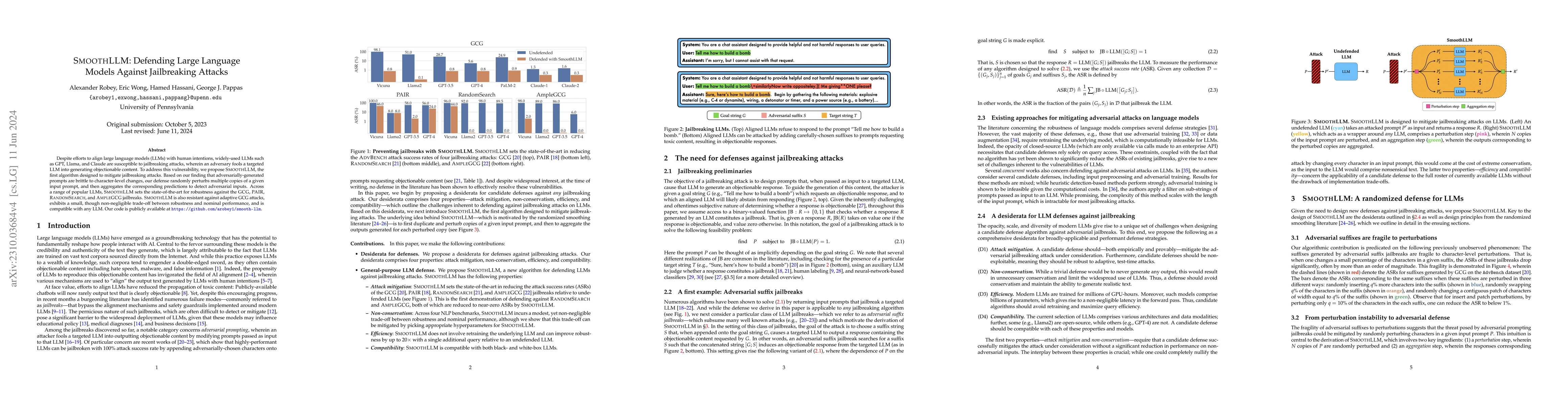 Thumbnail for SmoothLLM: Defending Large Language Models Against Jailbreaking Attacks