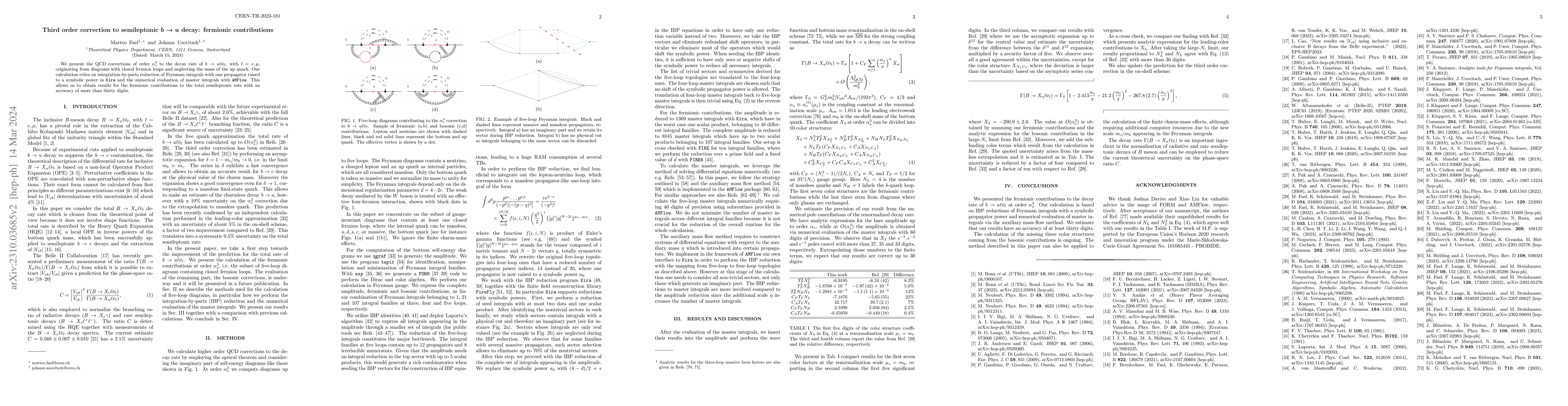 Thumbnail for Third order correction to semileptonic $b\to u$ decay: fermionic
  contributions