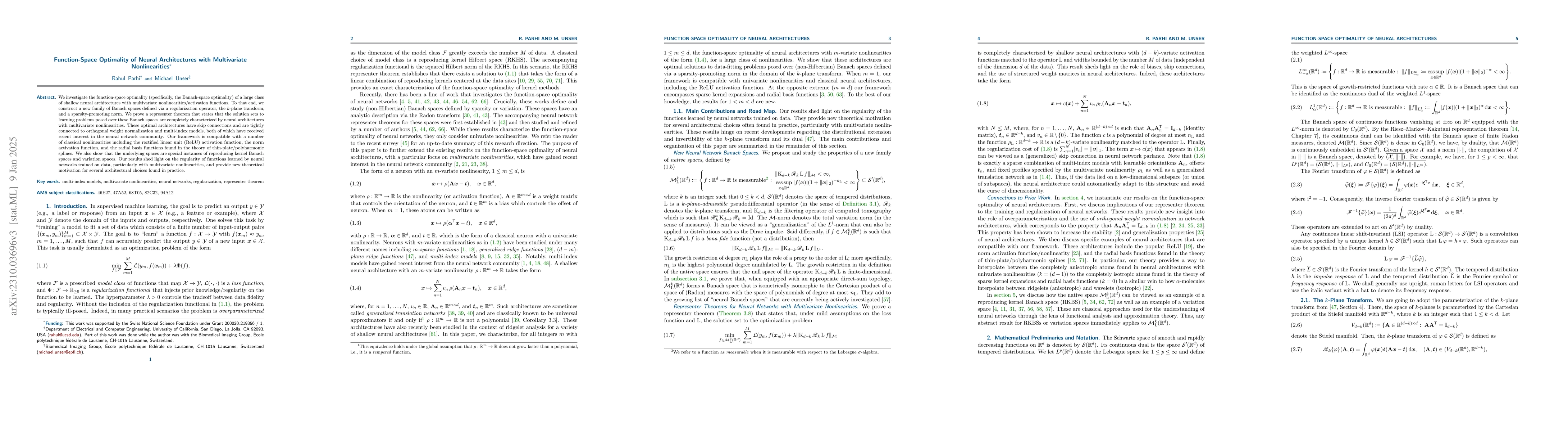 Thumbnail for Function-Space Optimality of Neural Architectures With Multivariate
  Nonlinearities