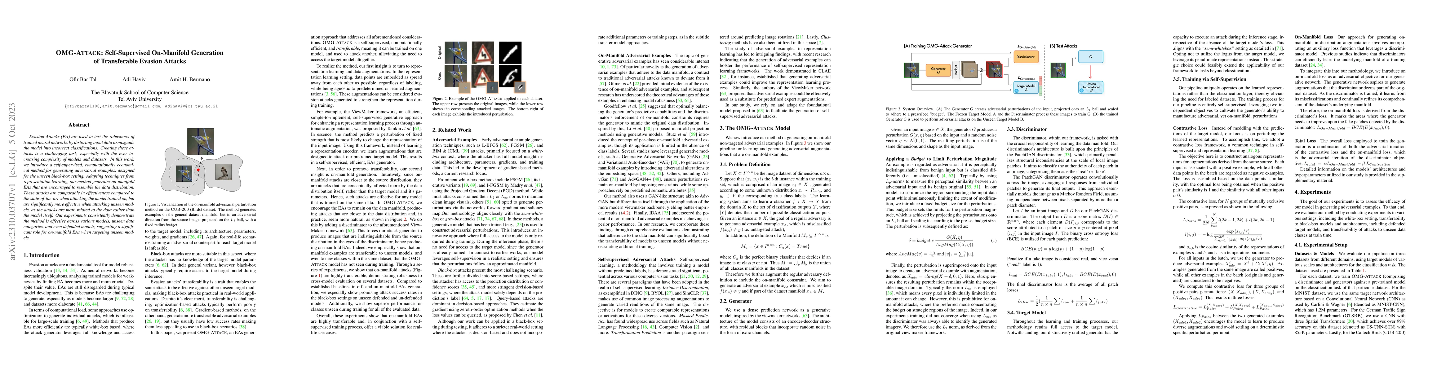 Thumbnail for OMG-ATTACK: Self-Supervised On-Manifold Generation of Transferable
  Evasion Attacks