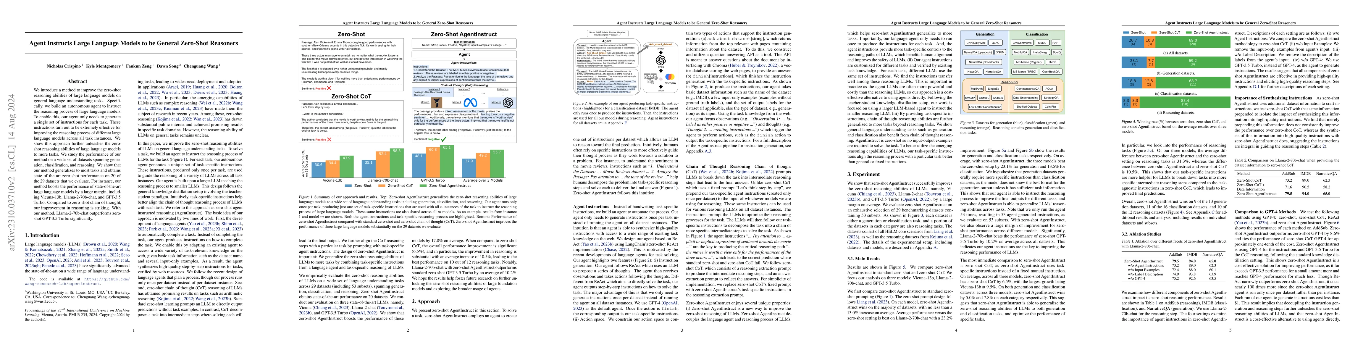 Thumbnail for Agent Instructs Large Language Models to be General Zero-Shot Reasoners