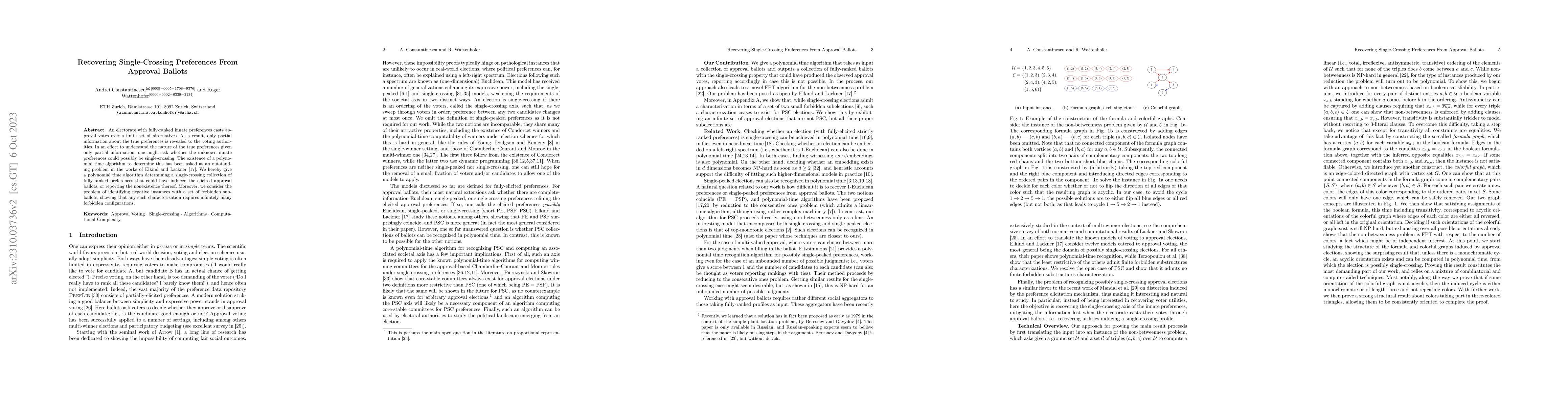 Thumbnail for Recovering Single-Crossing Preferences From Approval Ballots