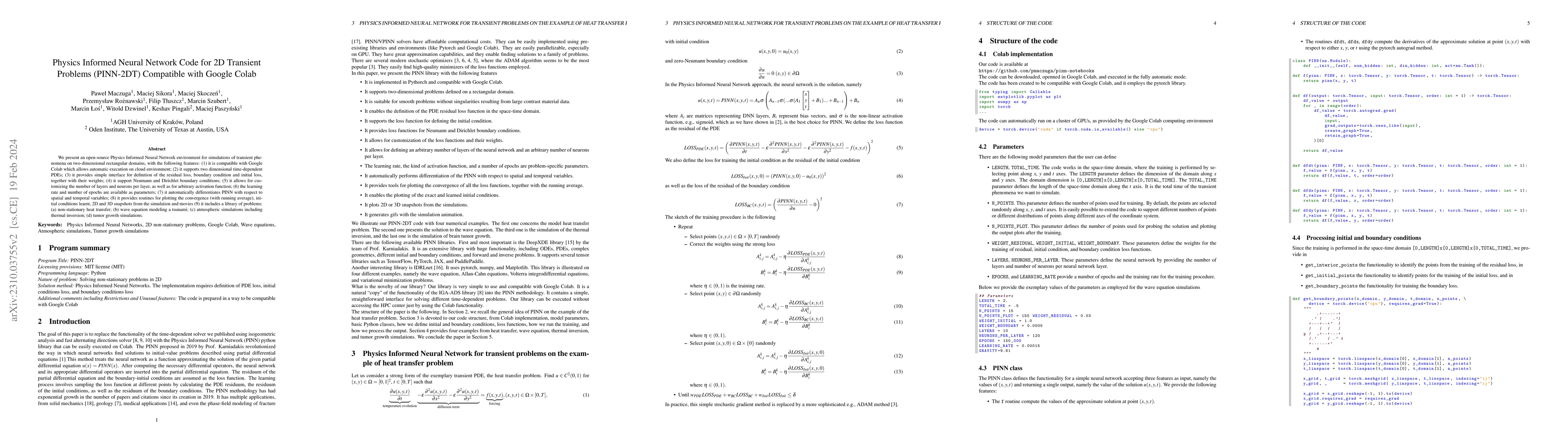 Thumbnail for Physics Informed Neural Network Code for 2D Transient Problems
  (PINN-2DT) Compatible with Google Colab