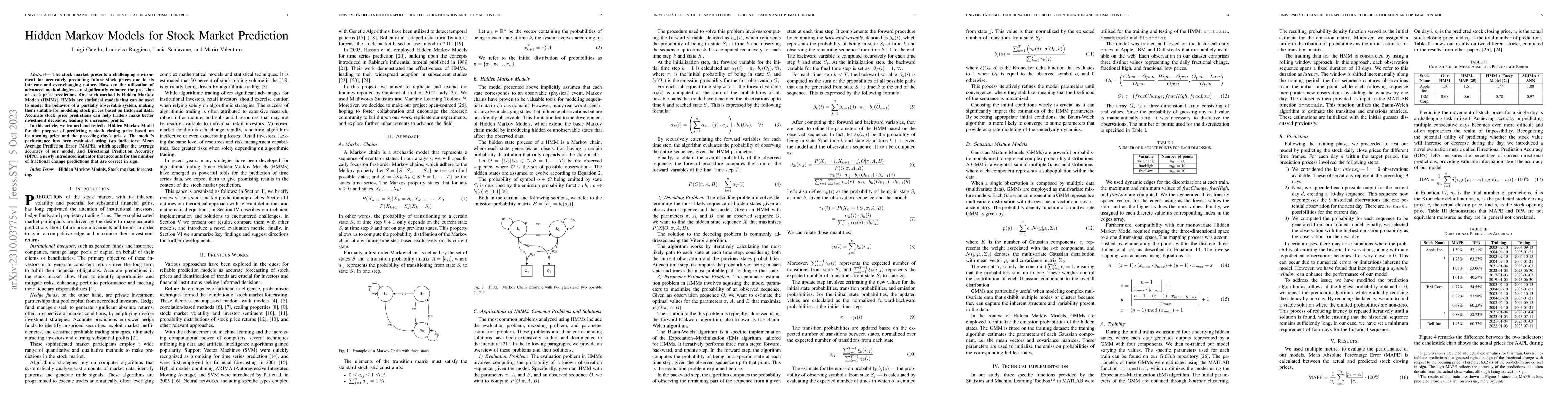 Thumbnail for Hidden Markov Models for Stock Market Prediction