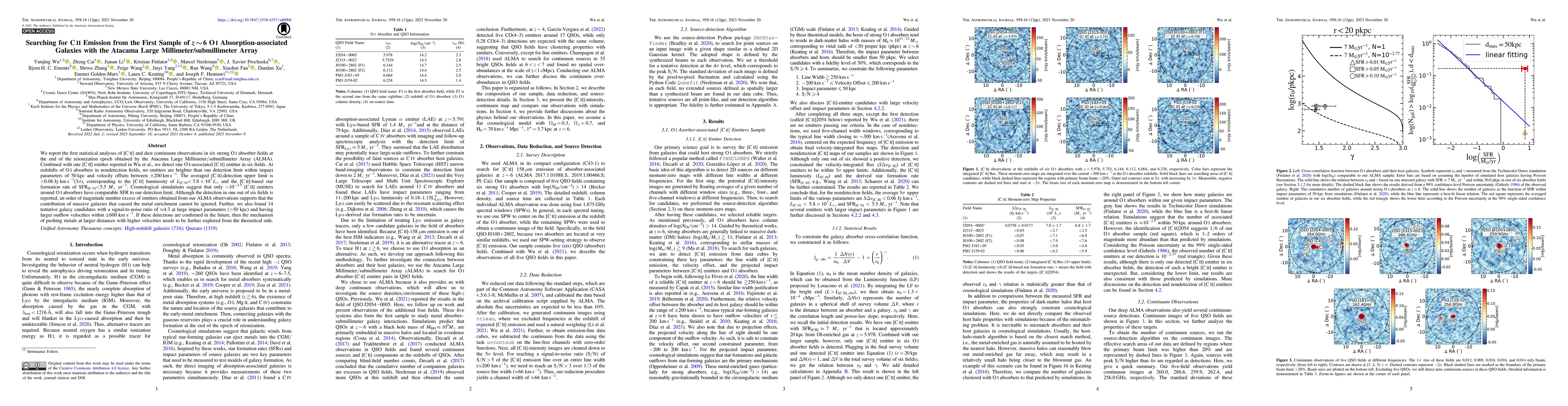 Thumbnail for Searching for [CII] Emission from the First Sample of $z\sim 6$ OI
  Absorption-Associated Galaxies with ALMA