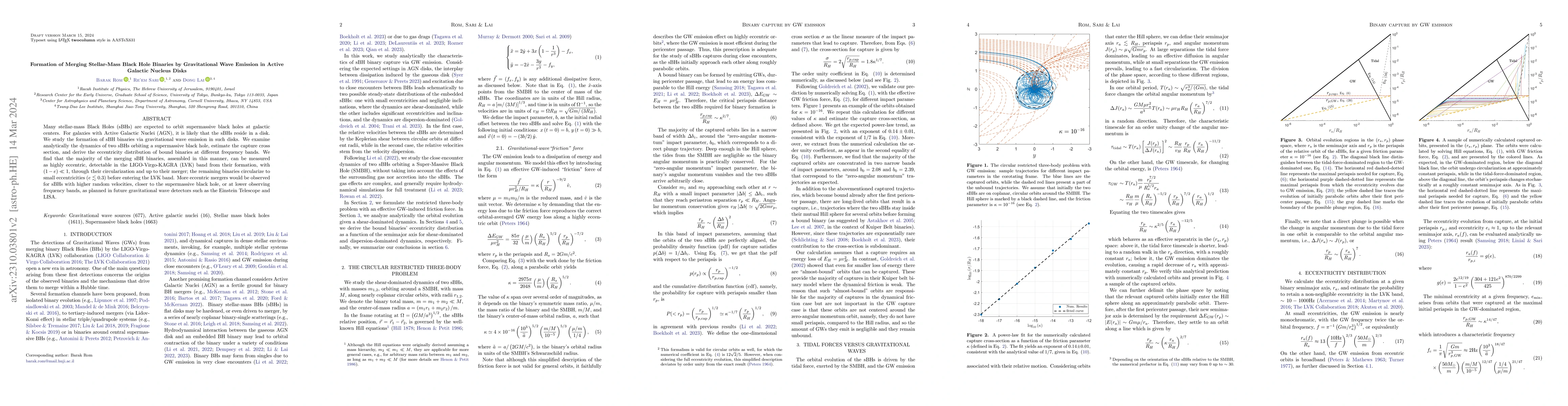 Thumbnail for Formation of Merging Stellar-Mass Black Hole Binaries by Gravitational
  Wave Emission in Active Galactic Nucleus Disks