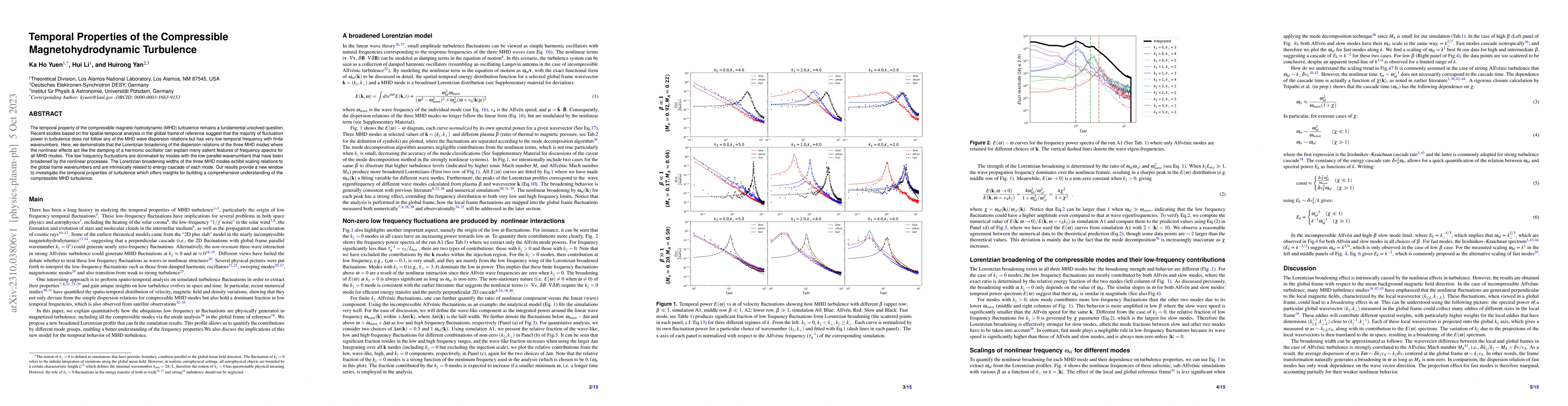 Thumbnail for Temporal Properties of the Compressible Magnetohydrodynamic Turbulence