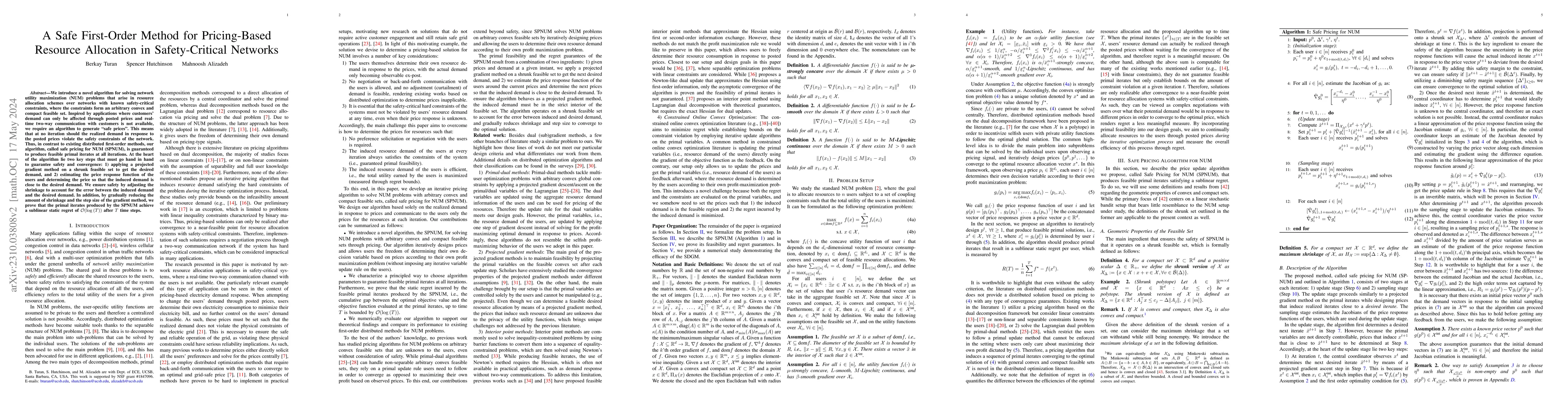 Thumbnail for A Safe First-Order Method for Pricing-Based Resource Allocation in
  Safety-Critical Networks