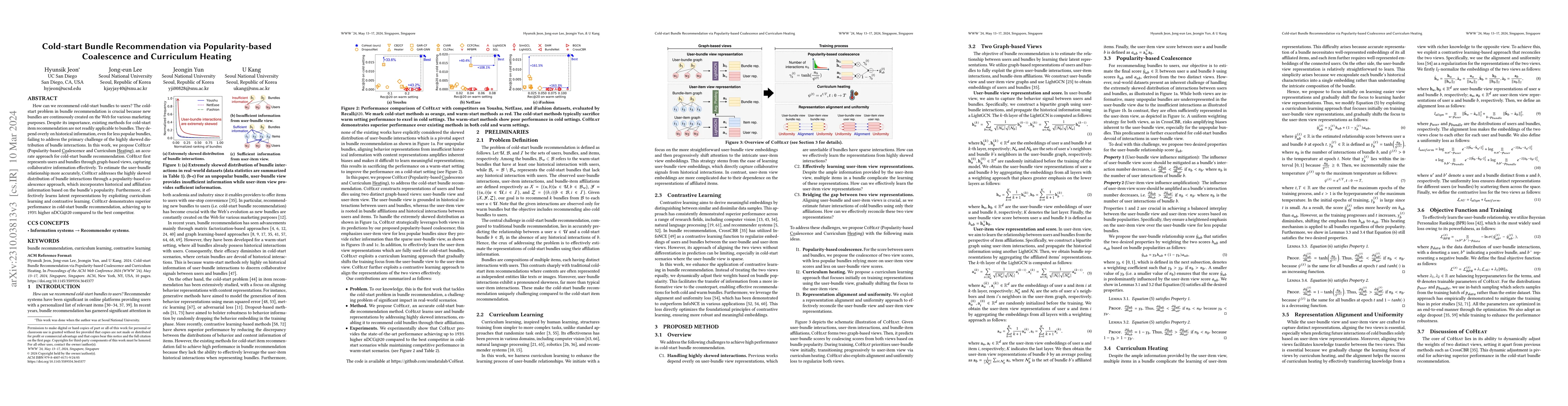 Thumbnail for Cold-start Bundle Recommendation via Popularity-based Coalescence and
  Curriculum Heating
