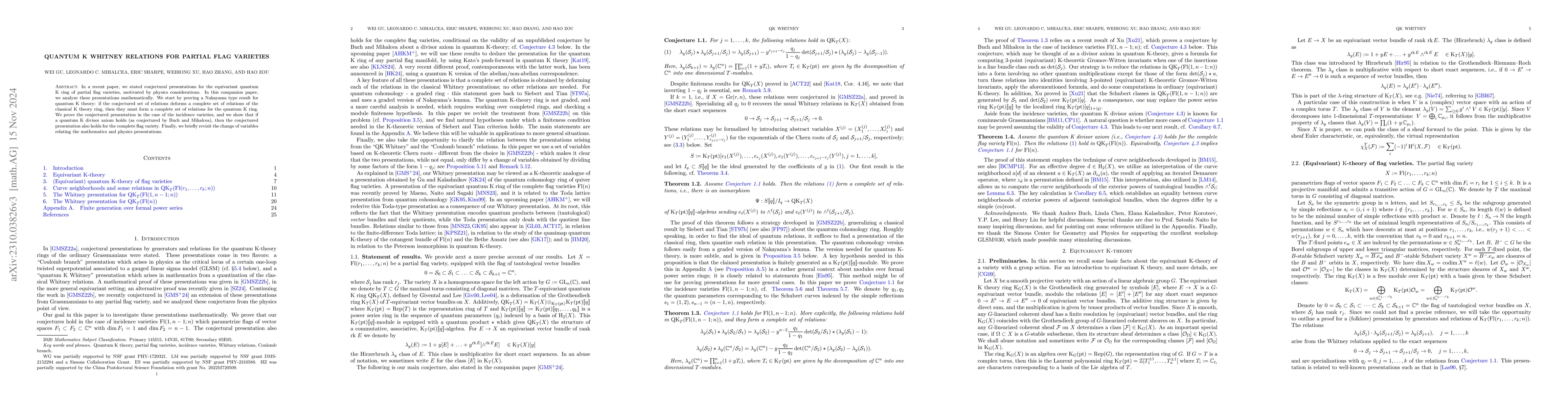 Thumbnail for Quantum K Whitney relations for partial flag varieties