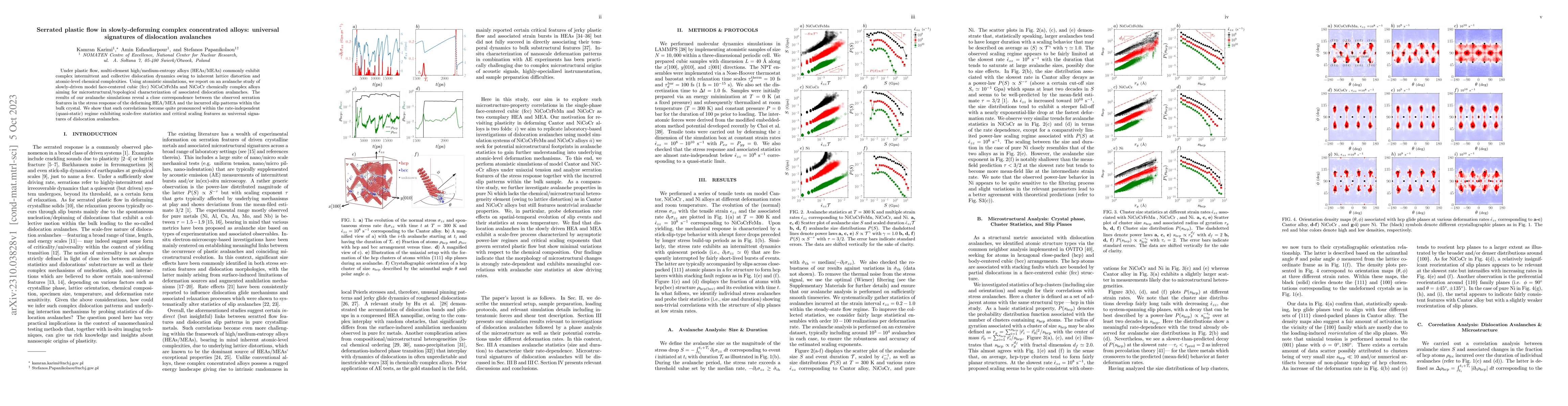 Thumbnail for Serrated plastic flow in slowly-deforming complex concentrated alloys:
  universal signatures of dislocation avalanches