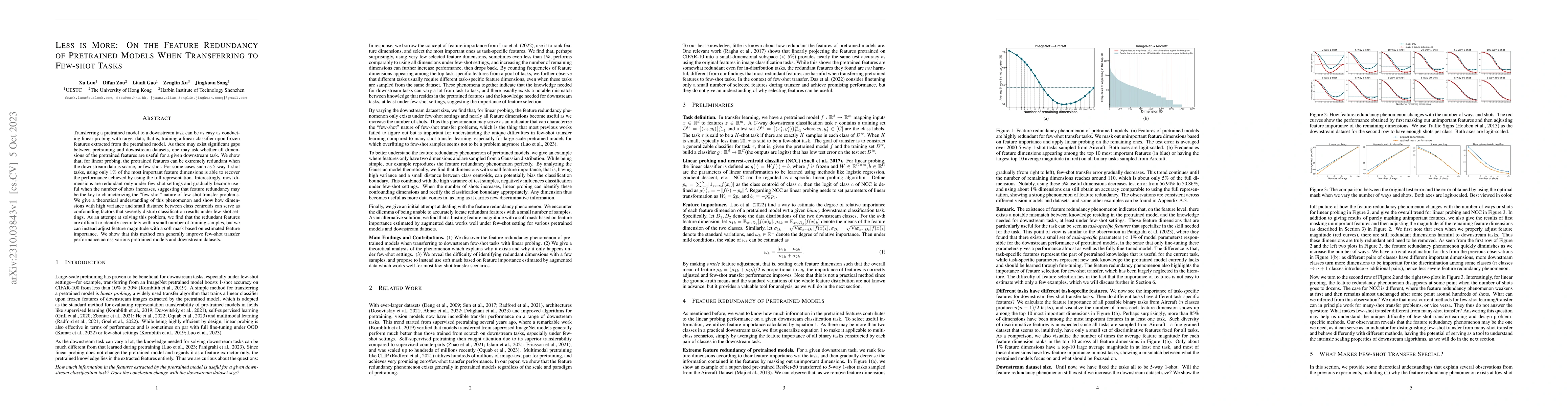 Thumbnail for Less is More: On the Feature Redundancy of Pretrained Models When
  Transferring to Few-shot Tasks